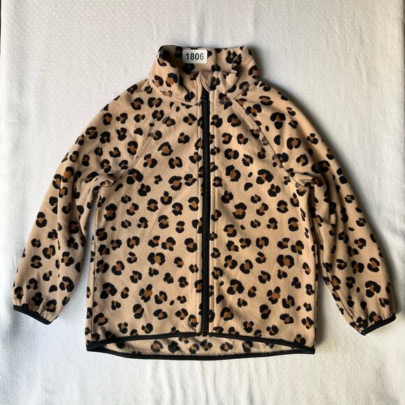 H&M Girl’s Long Sleeve Zip Fleece Jacket size 3/4T US, Leopard Brown - Picture 1 of 7